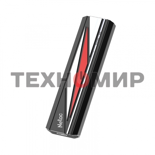 Внешний SSD Netac ZX20L, 2TB, USB 3.2 Gen 2 Type-C, R/W 2000/1800, черный/красный