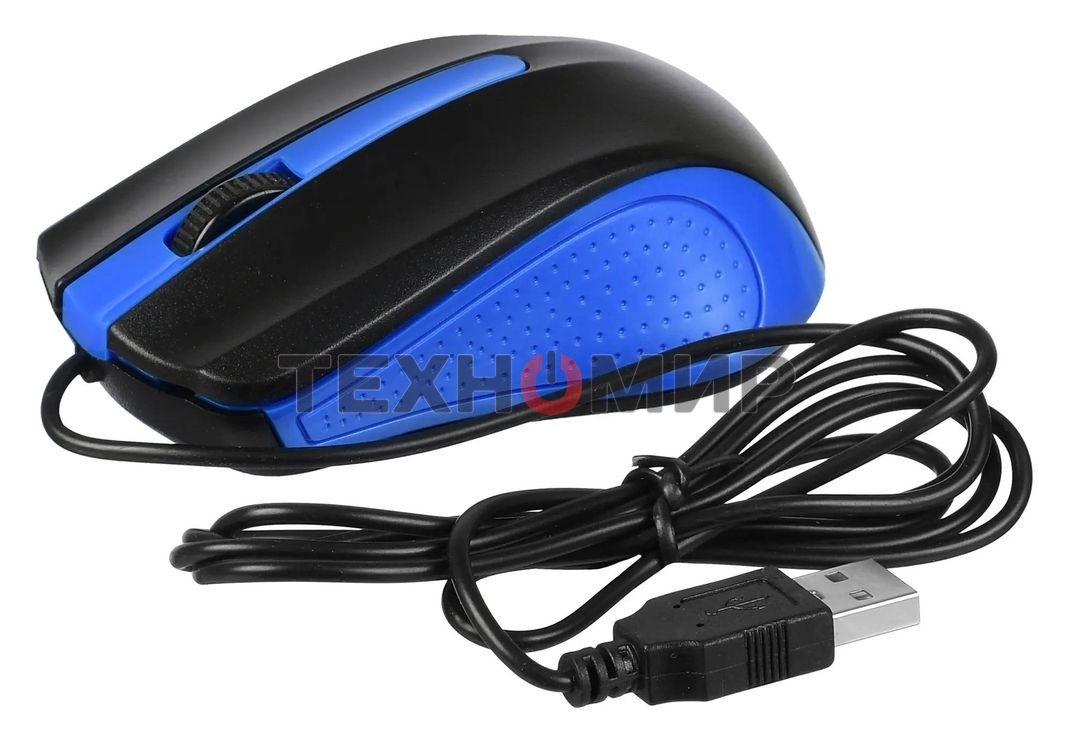 Мышь проводная Acer OMW011 черный/синий, 1200 dpi, USB, кнопки - 3