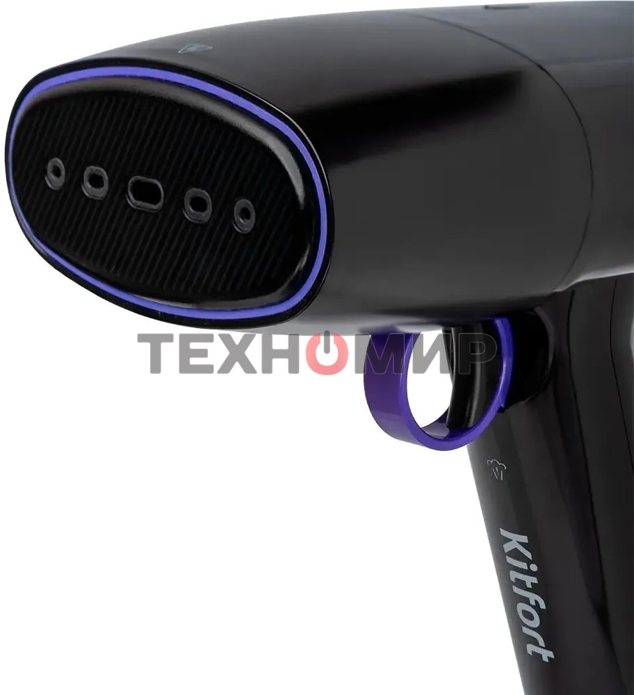 Отпариватель Kitfort КТ-9114 черный/фиолетовый, 1500 Вт, 20 г/мин, 110 мл