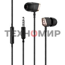 Наушники-гарнитура OLMIO Flame 3.5мм, черные, пластик, с микрофоном и кнопкой ответа