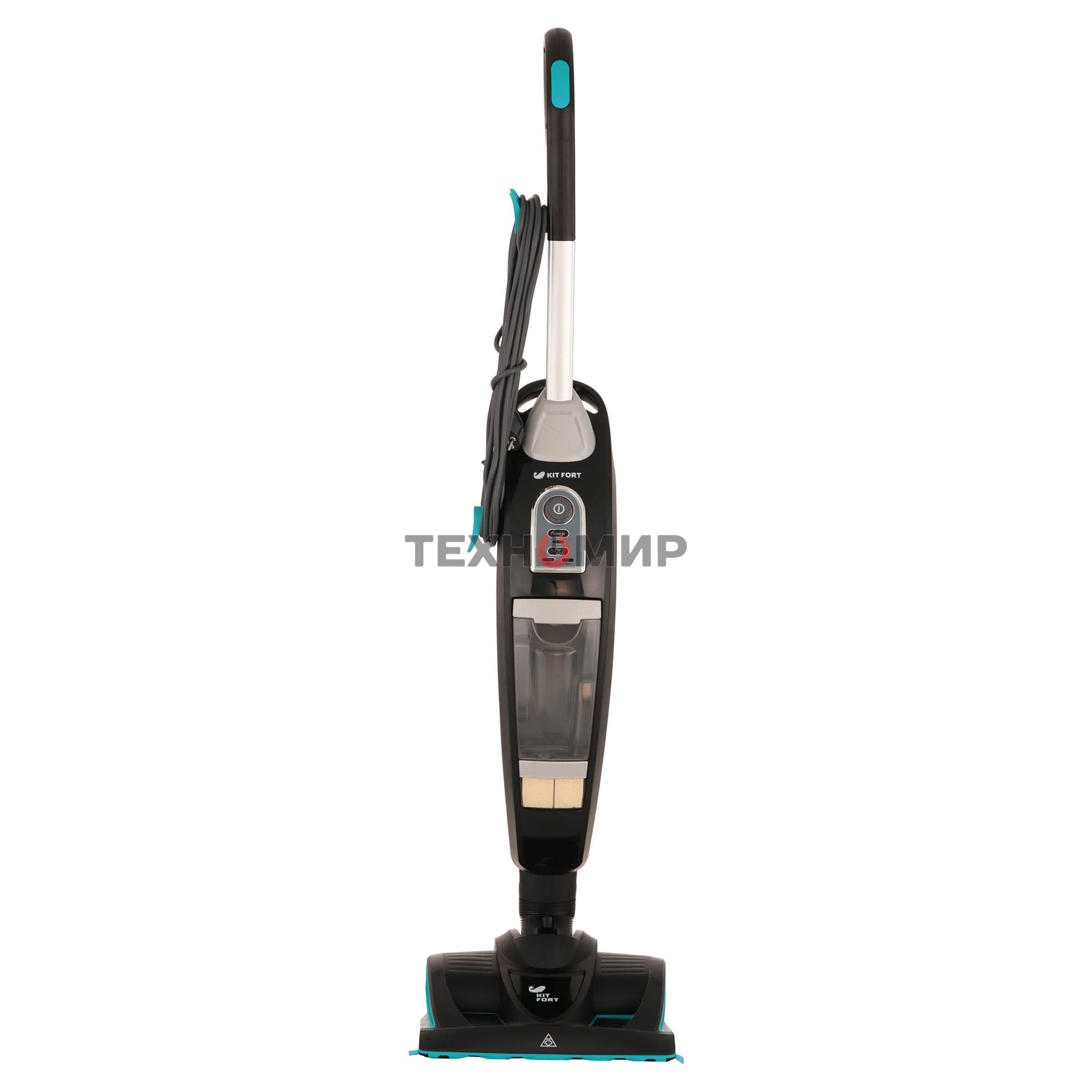 Пылесос вертикальный паровой Kitfort КТ-535-1 черный, питание от сети, 1600 Вт, уборка влажная/паром/сухая, пылесборник 1 л