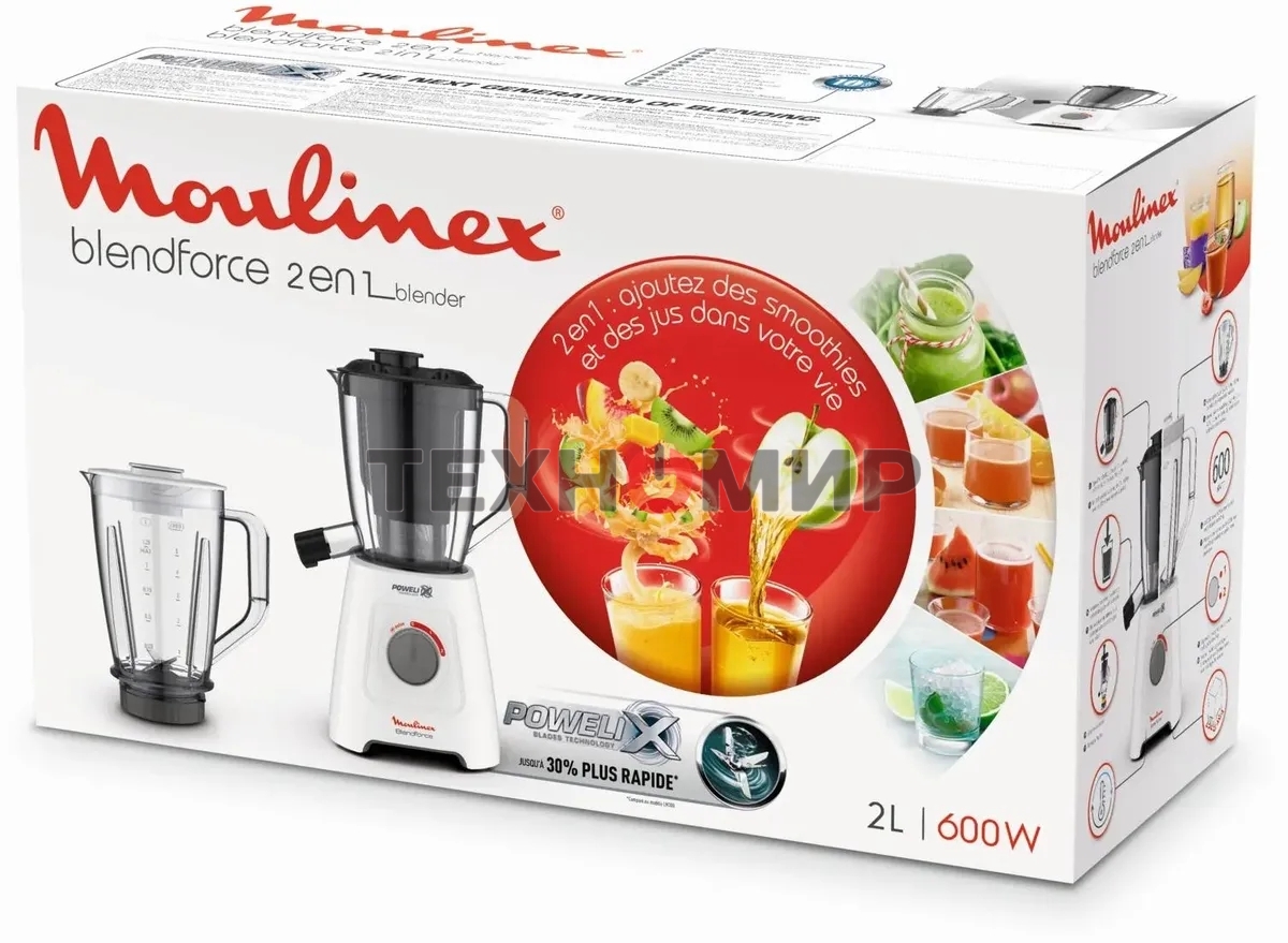Блендер стационарный Moulinex Blendforce LM42Q110 600 Вт, белый