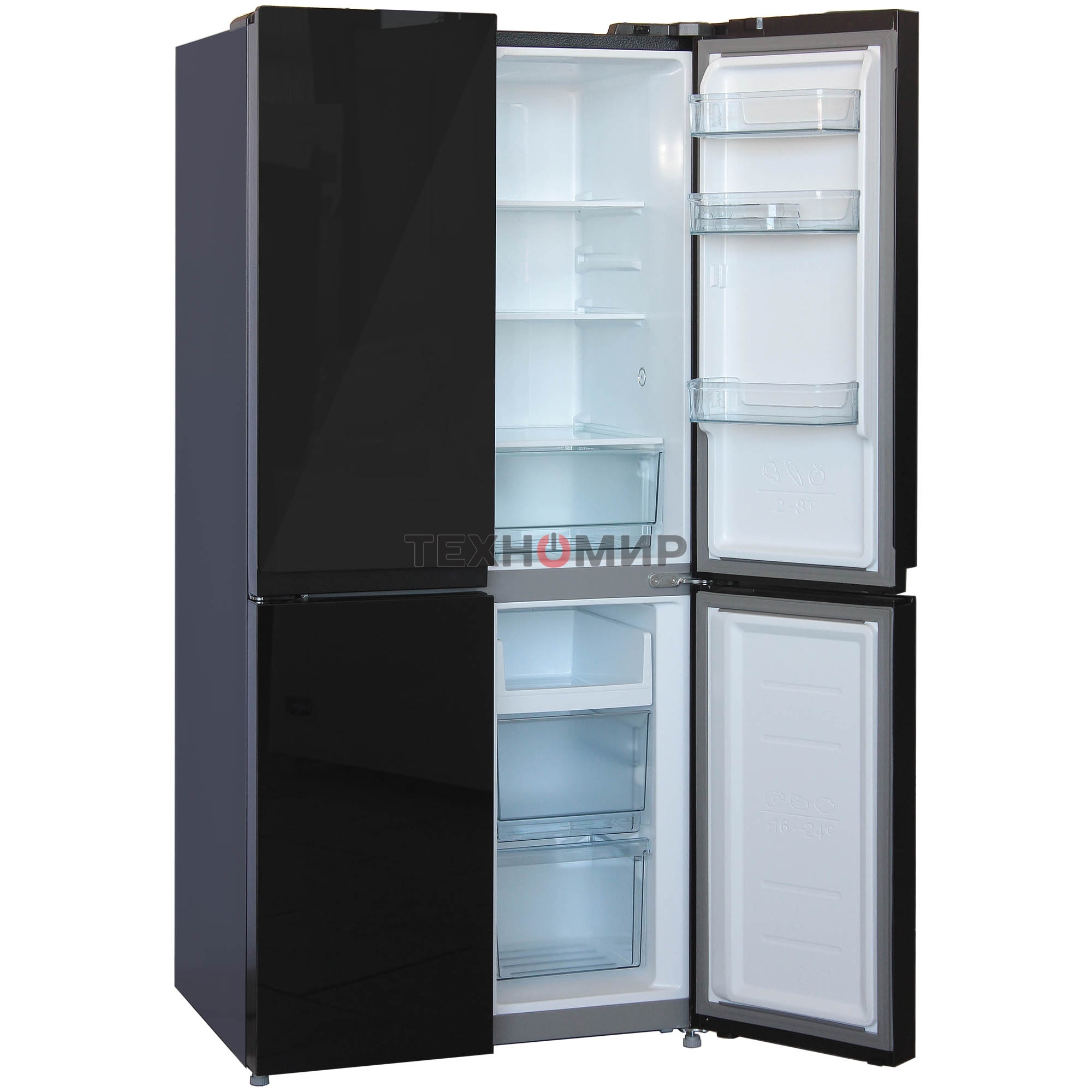 Холодильник Бирюса CD 466 BG черный трехкамерный Side by Side 303/153л морозилка снизу