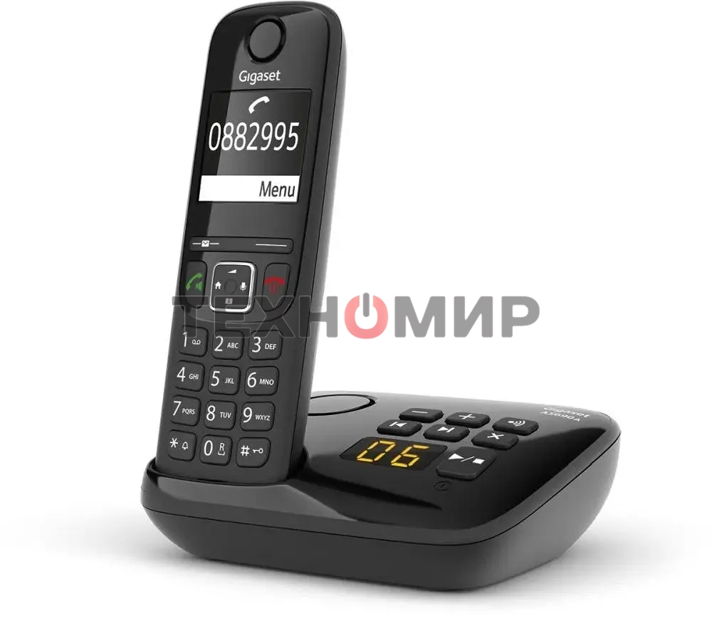 Радиотелефон Dect Gigaset AS690A черный автооветчик АОН