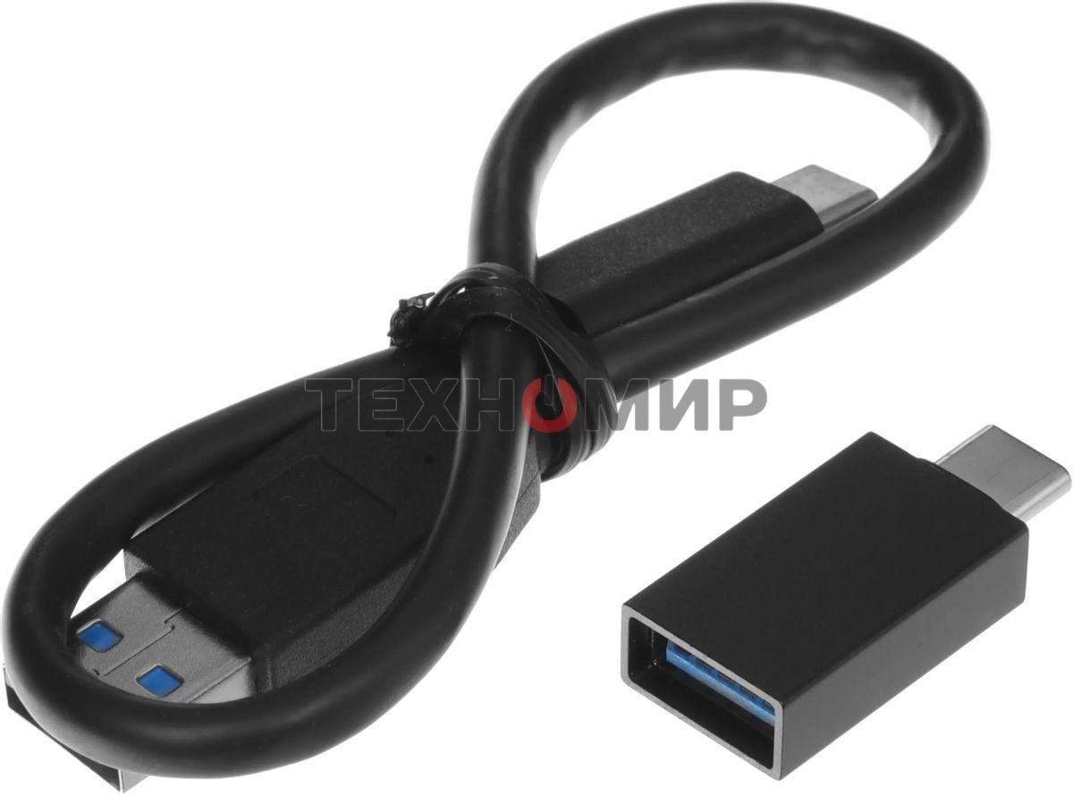 Внешний SSD Kingston XS1000, 2TB, USB 3.2 Gen 2 Type-C, R/W 1050/1000, черный