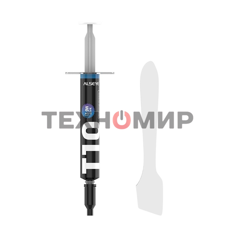 Термопаста ALSEYE T10 Thermal conductivity: 13.9W/m-k Color: Gray Conductivity: non-conductive specific gravity: 2.7g/cm³@25℃ Capacity: 1.2мл Weight: 2G
