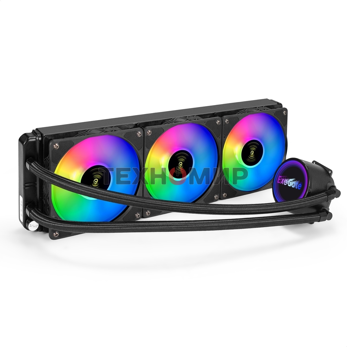 Система жидкостного охлаждения ExeGate BlackWater-360.PWM.RGb черный, 120 мм, алюминий/медь, 2000 об/мин, 37 дБ, 4 pin, 280 Вт