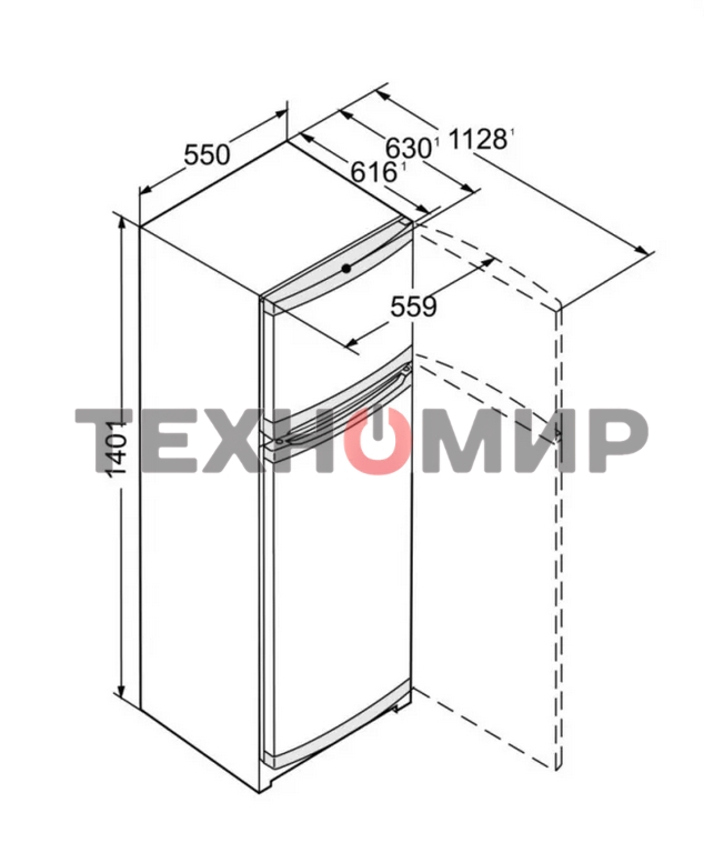 Холодильник Liebherr CTE 2531-26 001 белый двухкамерный 189/44л морозилка сверху
