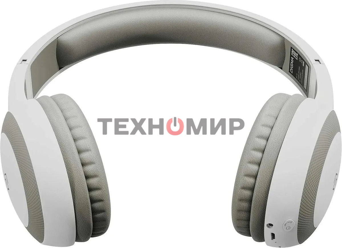 Гарнитура накладные Digma BT-15 беспроводные bluetooth оголовье белый/серый