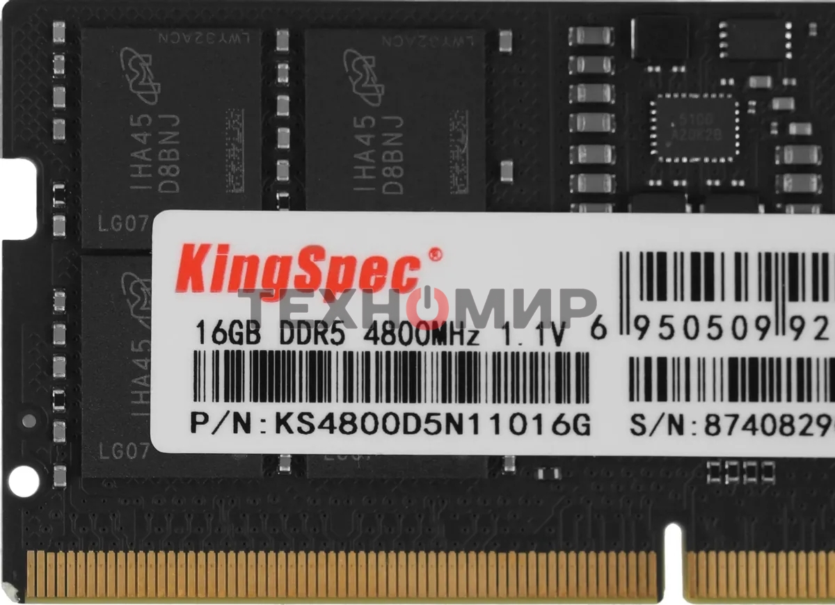Оперативная память KingSpec DDR5, 16Gb (1x16GB), 4800MHz, CL40 SO-DIMM