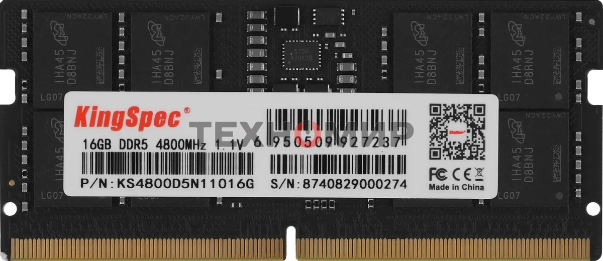 Оперативная память KingSpec DDR5, 16Gb (1x16GB), 4800MHz, CL40 SO-DIMM
