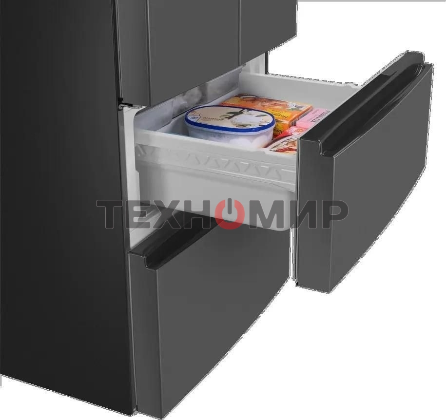 Холодильник Maunfeld MFF180NFSBE01 серый трехкамерный 224/113л морозилка снизу, No Frost