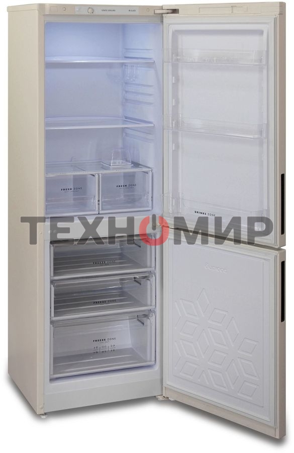 Холодильник Бирюса Б-G6027 бежевый двухкамерный 245/100л морозилка снизу
