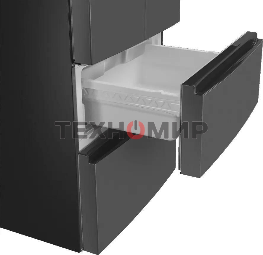 Холодильник Maunfeld MFF180NFSBE01 серый трехкамерный 224/113л морозилка снизу, No Frost