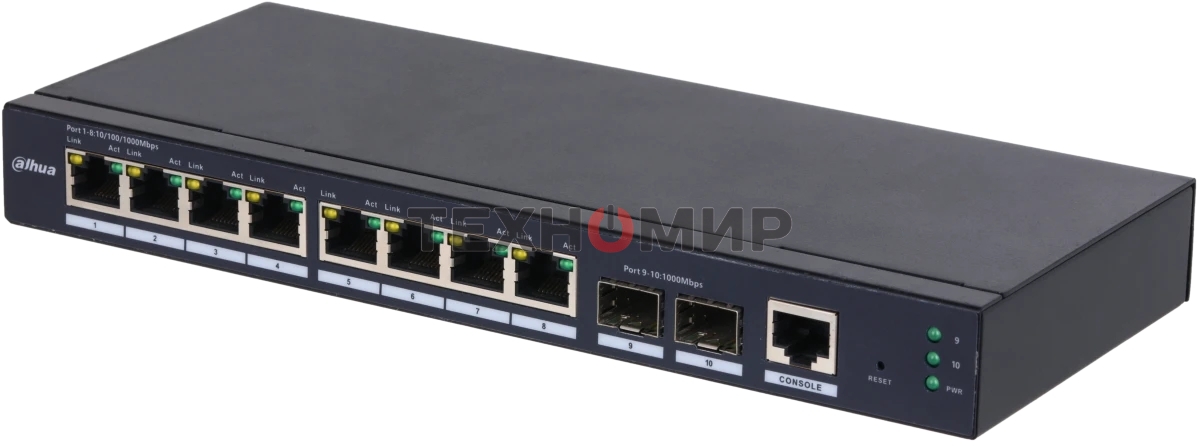 Коммутатор Dahua 10-Port Managed Gigabit Non-PoE Switch, Metal case 