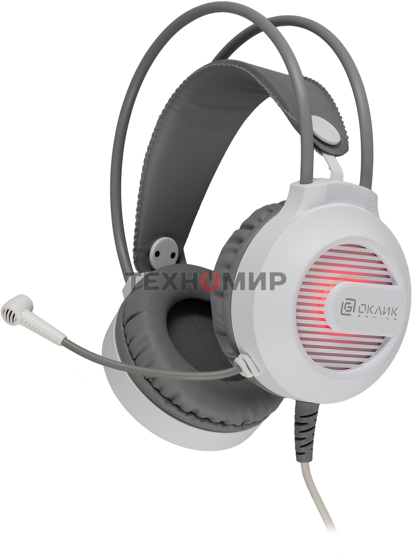 Гарнитура проводная с микрофоном Оклик HS-L300G White белый 2.2м мониторные USB оголовье (1796952)