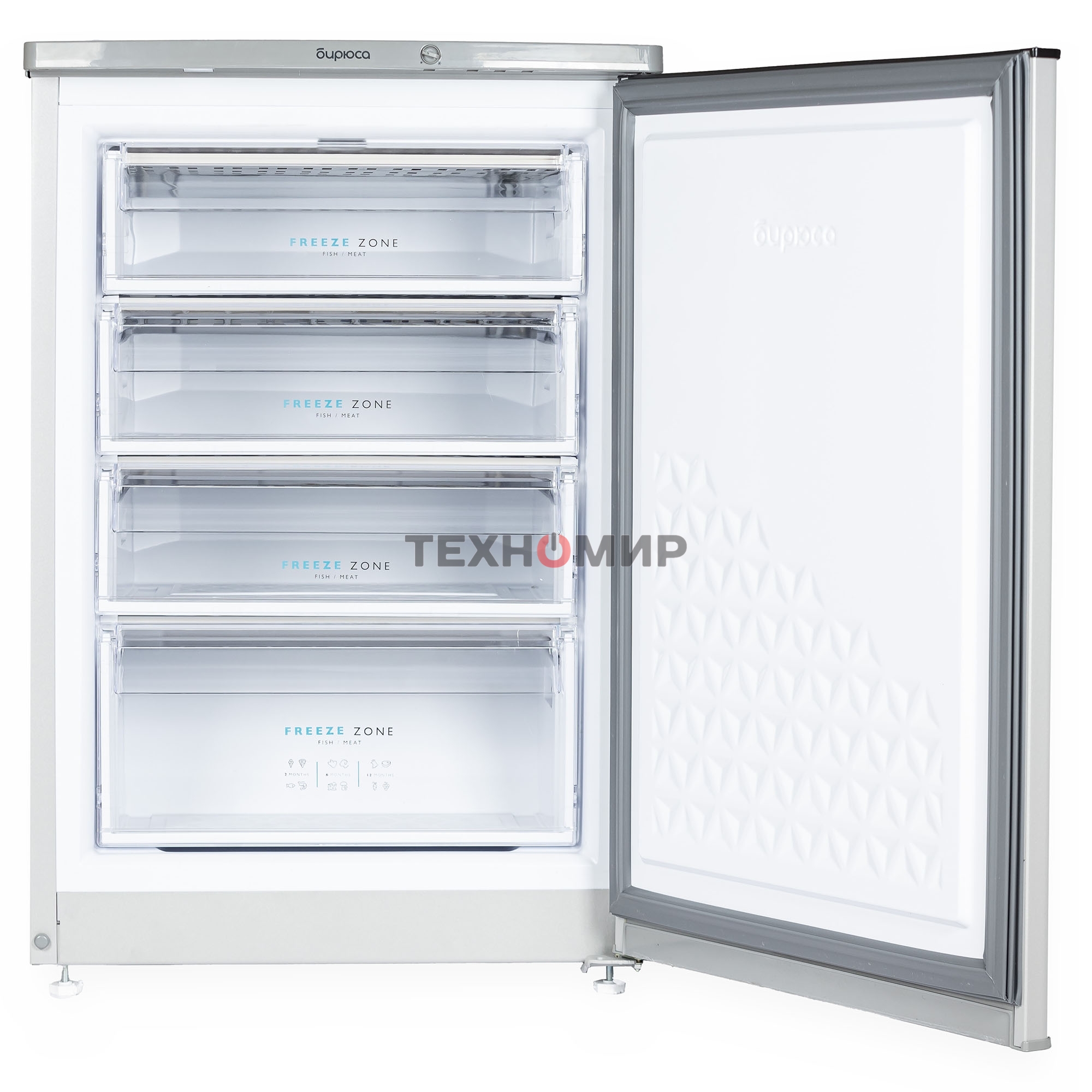 Морозильная камера Бирюса M514 металлик 110л, 4 ящика