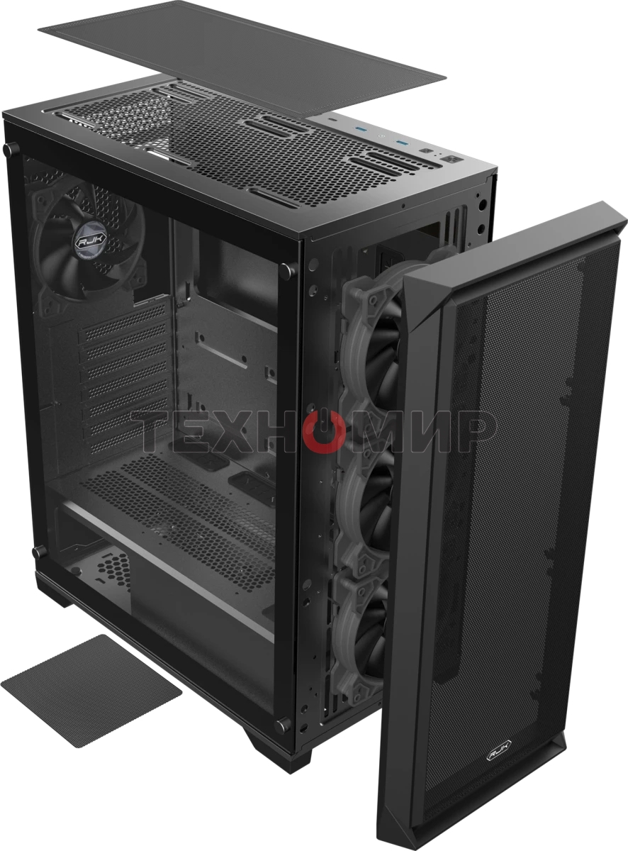 Корпус без блока питания Raijintek ARCADIA 41-MS4, Midi-Tower, TG, 1x120мм + 3x120мм ARGB, 2xUSB-A 3.0 + 1xUSB-C, ATX, mATX, mITX Black