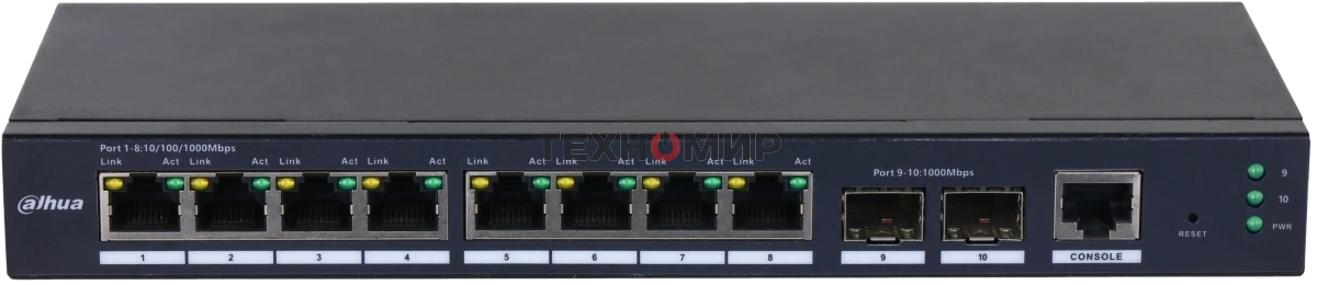 Коммутатор Dahua 10-Port Managed Gigabit Non-PoE Switch, Metal case 