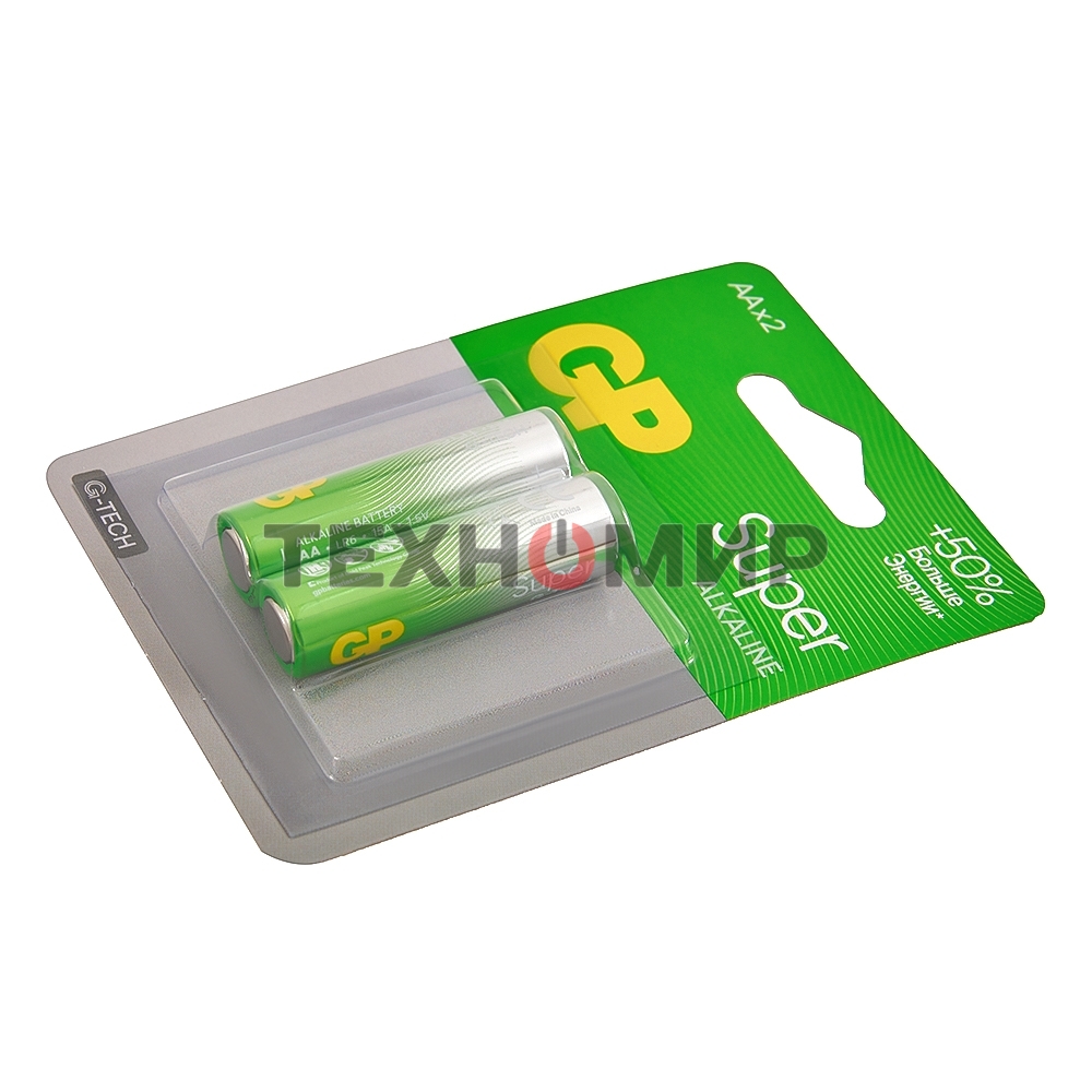 Алкалиновые батарейки GP Super Alkaline G-Tech 15А АA - 2 шт. на блистере