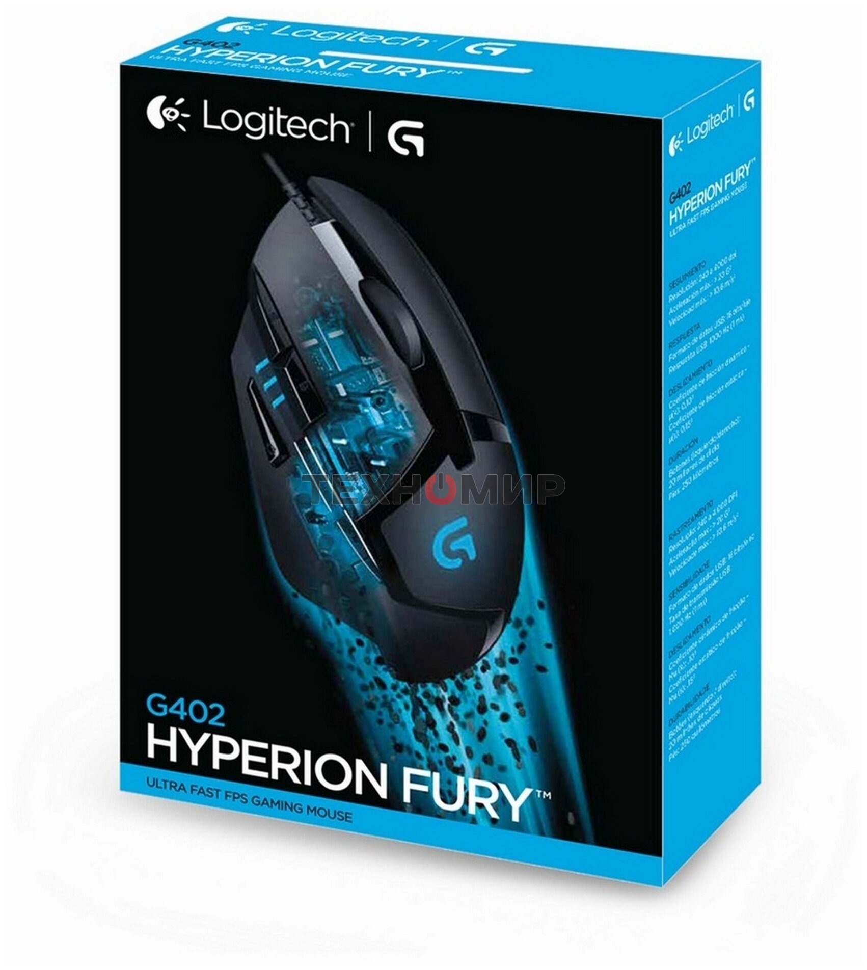 Мышь проводная Logitech G402 Hyperion Fury, черный, 4000 dpi, USB, кнопки - 8