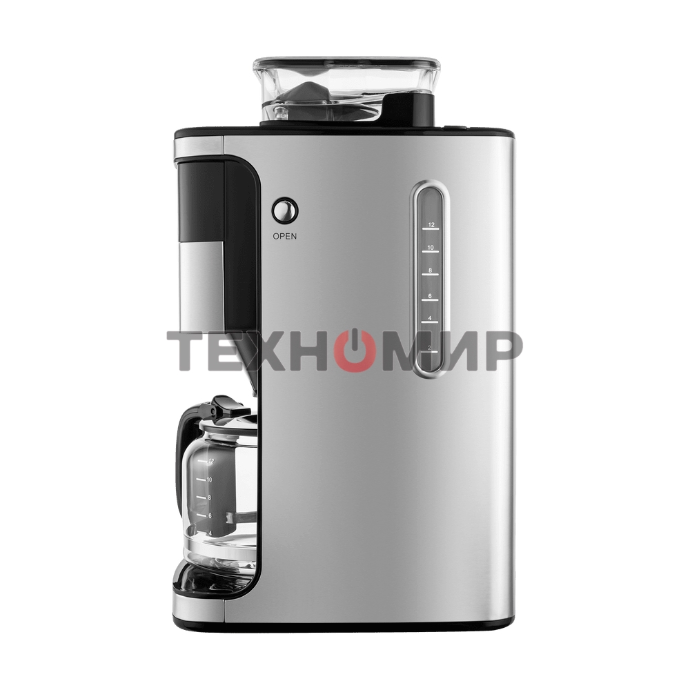 Кофеварка капельная Maunfeld MF-723S нержавеющая сталь, исп. кофе - зерновой/молотый, 1.5 л, 1050 Вт.