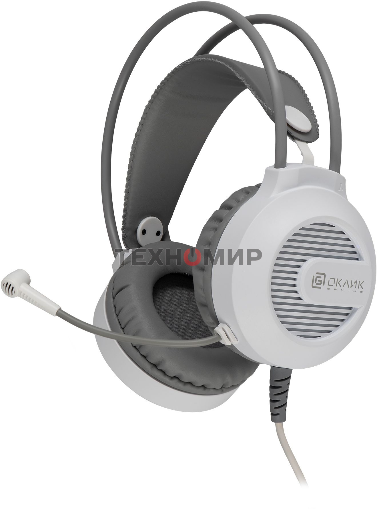 Гарнитура проводная с микрофоном Оклик HS-L300G White белый 2.2м мониторные USB оголовье (1796952)