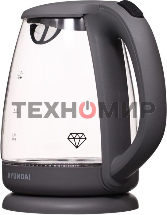 Чайник электрический Hyundai HYK-G1003 1.7л. 2200Вт серый (корпус: стекло)
