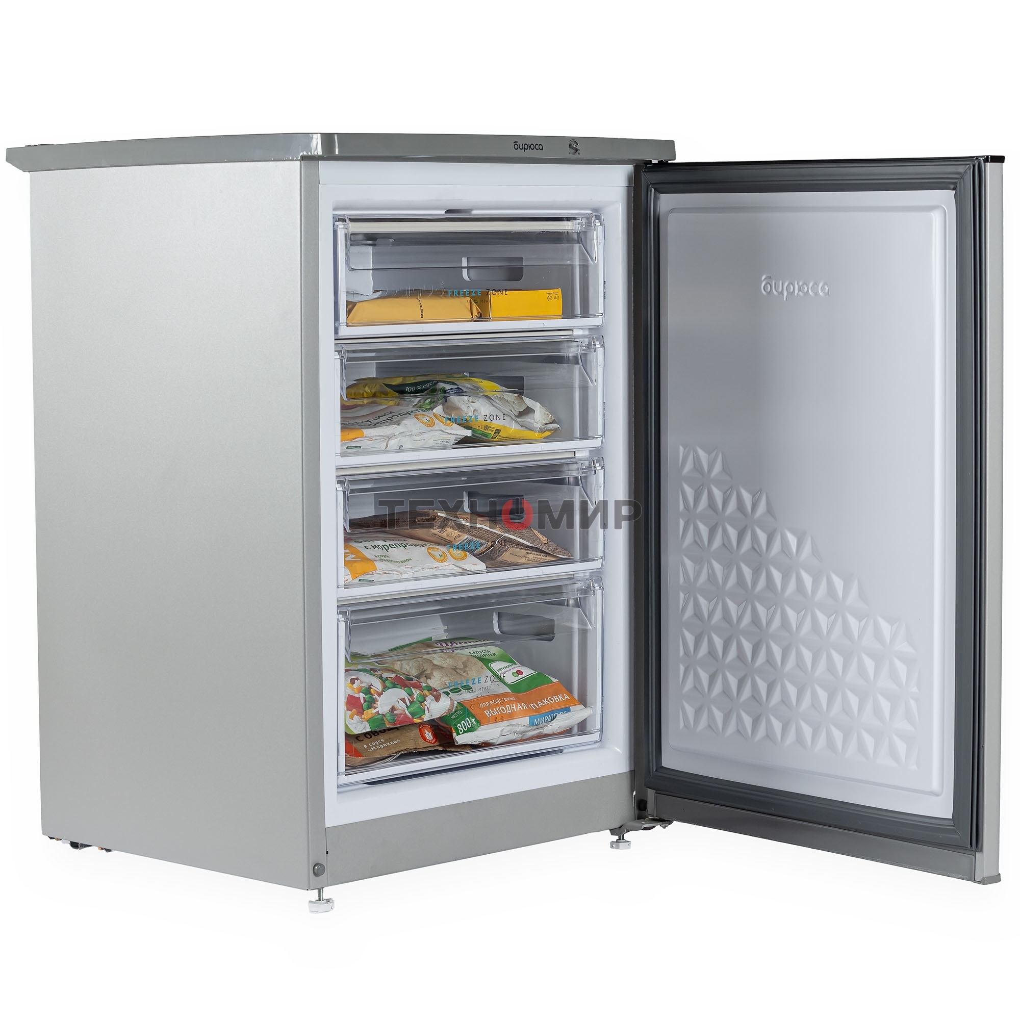Морозильная камера Бирюса M514 металлик 110л, 4 ящика