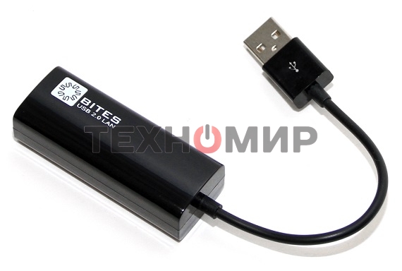 Адаптер USB Ethernet Кабель-адаптер USB2.0 -> RJ45 10/100 Мбит/с, 10см. 5bites UA2-45-02BK