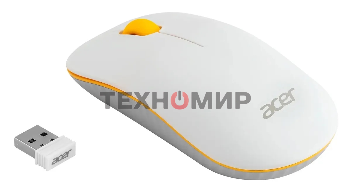 Мышь беспроводная Acer OMR200 желтый, 1200 dpi, радиоканал, USB, кнопки - 3