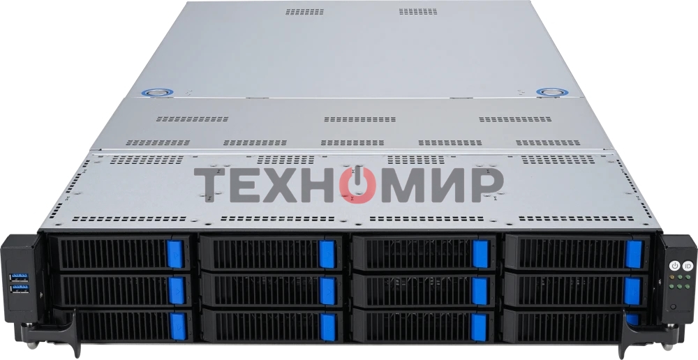 Серверная платформа ASUS RS720-E11-RS12U, 2U, 2 x LGA4677, 32 DIMM DDR5, 12=8 x NVMe/SAS*/SATA + 4 NVMe/SATA hs, 2 x M.2 slot, 2 x 10Gbe (X710) RJ45 port,Up to 8 slots PCIe 5.0, 1 x OCP 3.0, 1+1 1600W