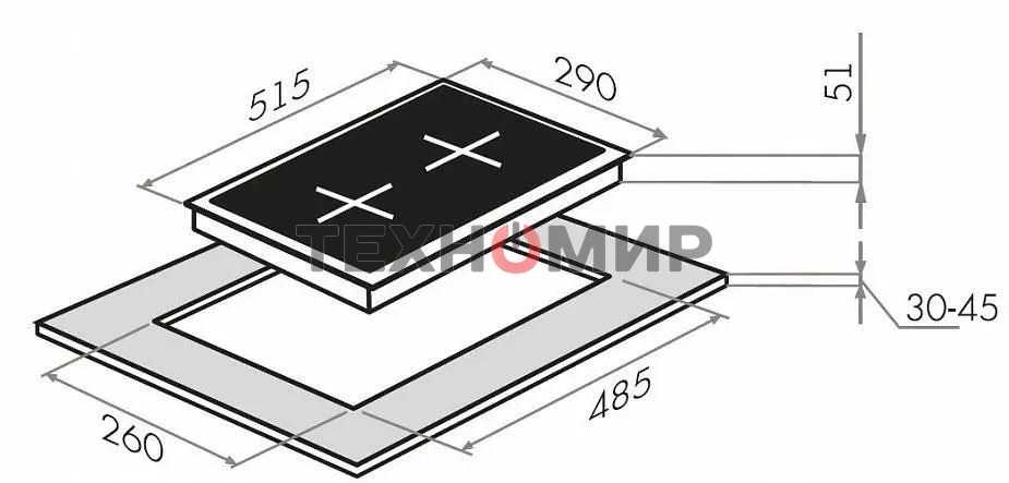 Газовая варочная панель Maunfeld EGHG.32.2CW/G, 2 конфорки, закаленное стекло, белый