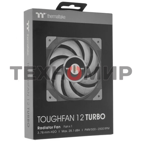 Вентилятор для корпуса Thermaltake TOUGHFAN 12 Turbo черный, 120 мм, 2500 об/мин, 28.1 дБ, 4 pin