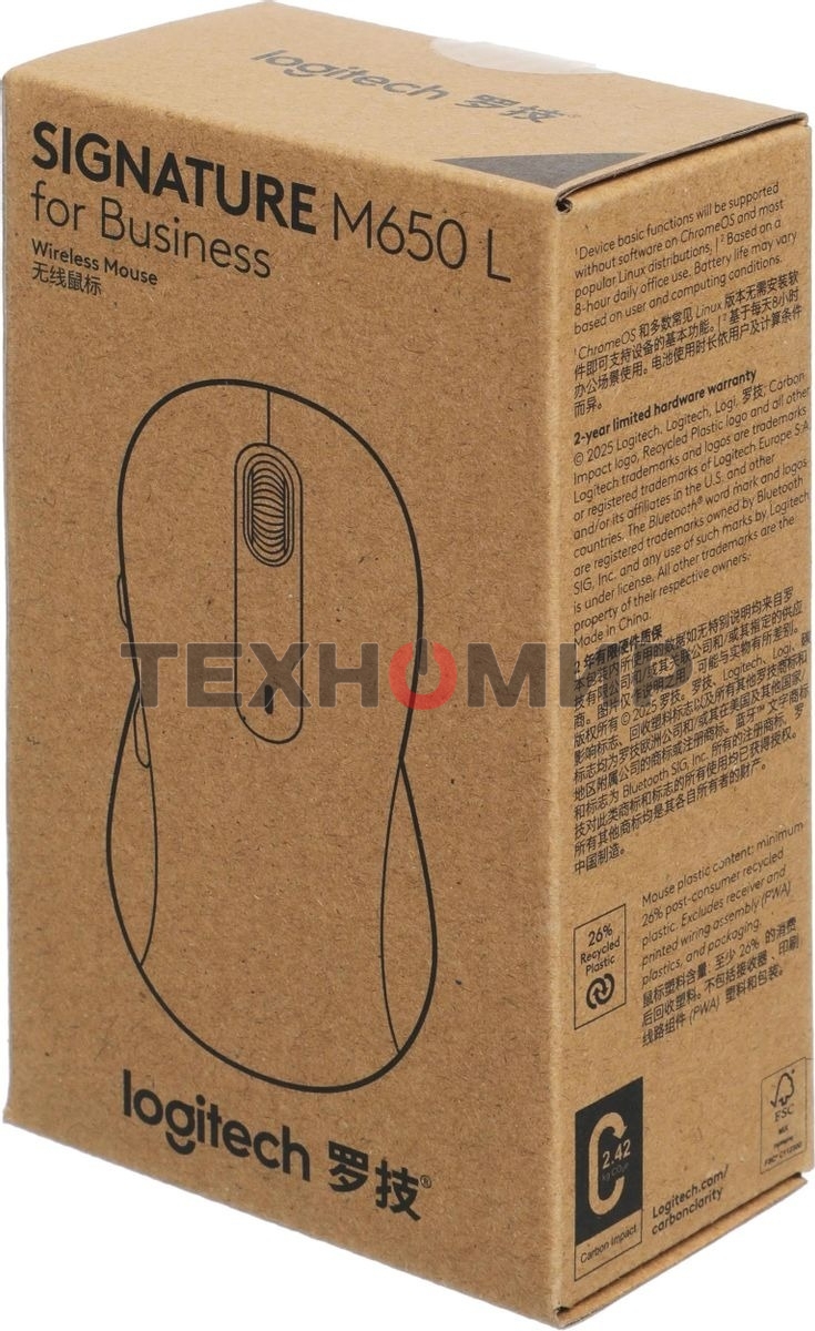 Мышь Logitech M650 L черный оптическая 4000dpi беспров. BT/Radio USB (910-006350)