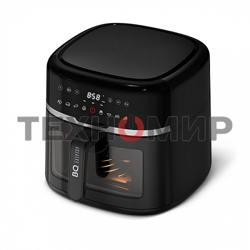 Аэрогриль BQ GR2007 черный, 1800Вт, 8л, XL/4 в 1:гриль, жарка, выпечка, запекание/Технология AIR CYCLE быстрая и равномерная циркуляция горячего воздуха/Управления устройством: температура от 80 до 200 градусов, таймер: от 1 до 60 мин/8 автоматических про