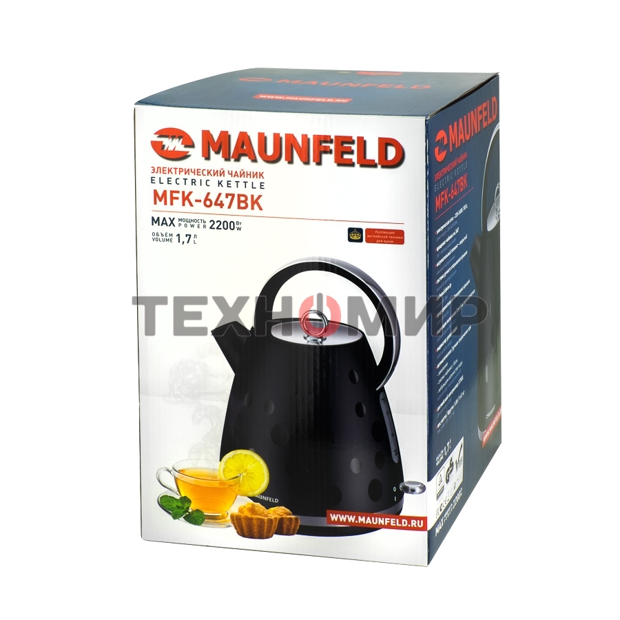 Чайник электрический Maunfeld MFK-647BK черный с хромированными элементами
