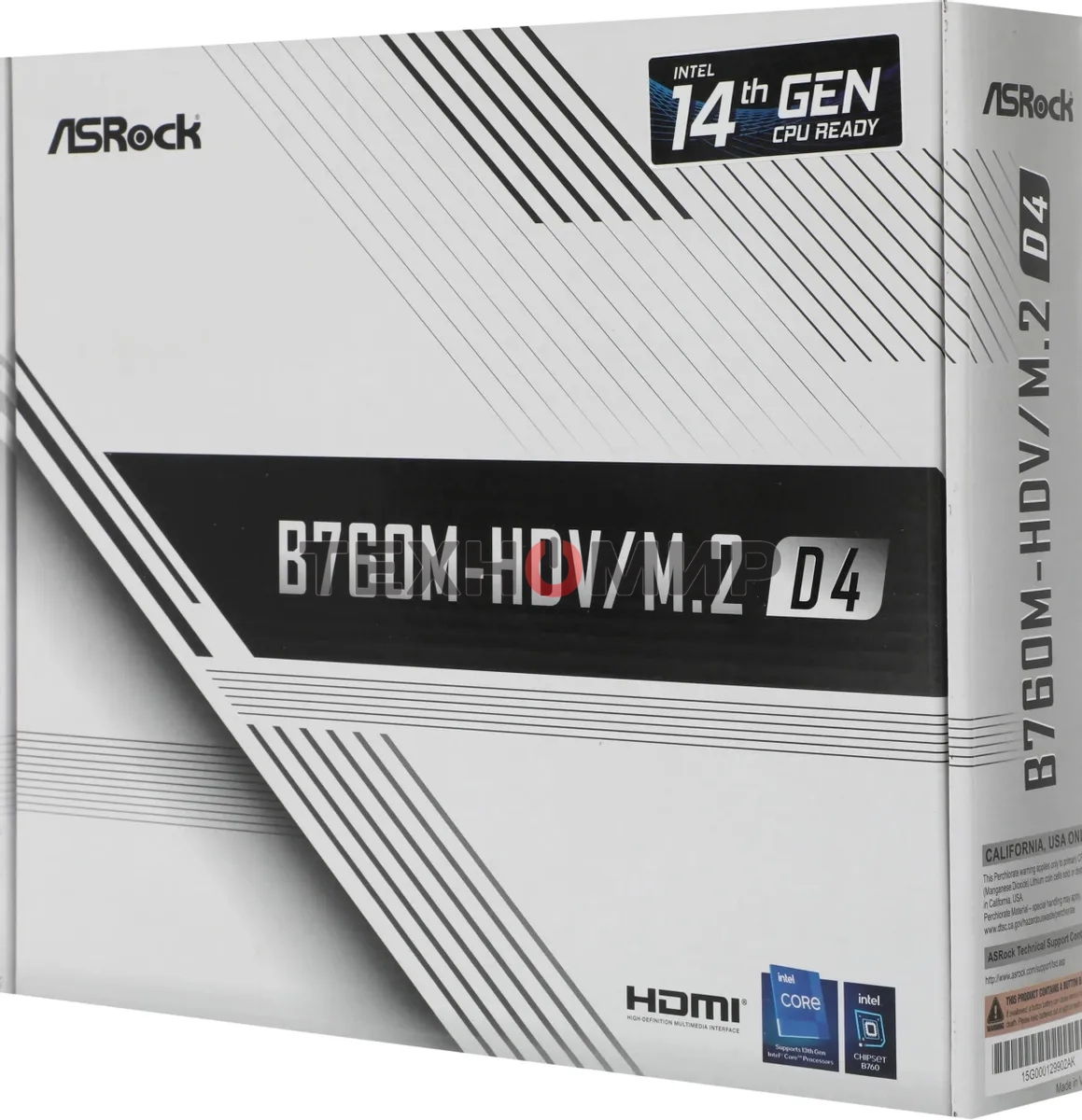 Материнская плата ASRock B760M-HDV/M.2 D4, LGA 1700, Intel B760, 2xDDR4, 4xSATA, 2xM.2, 1xPCIe 4.0 x16, 2xPCIe x1, 1xDP, 1xHDMI, 1xVGA, 1x 1Gb LAN, 2xUSB-A 3.2 Gen 1, 3xUSB 2.0, 3x3.5 мм, 7.1, mATX