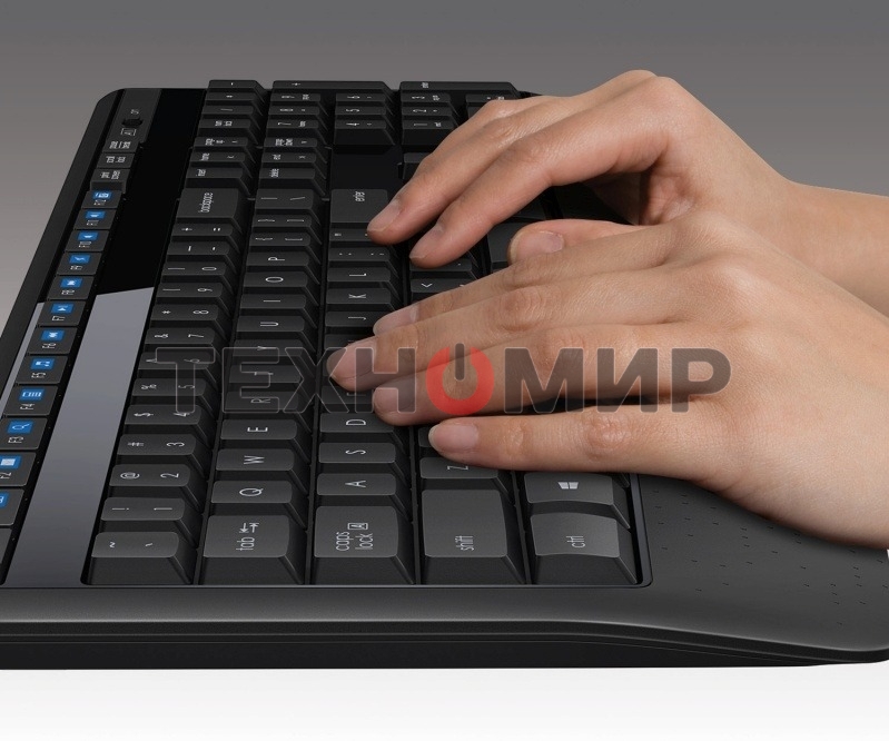 Комплект клавиатура+мышь Logitech MK345 беспроводной, USB, 1000 DPI, чёрный/серый