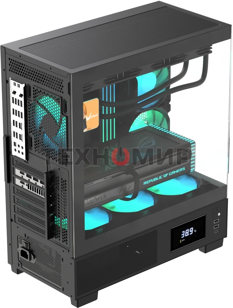 Компьютерный корпус AeroCool/Formula Crystal E1 черный без БП ATX 5x120мм 3x140мм 2xUSB 3.0 1xUSB3.1 audio bott PSU