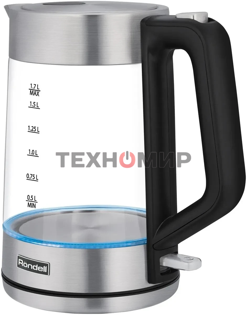 Чайник электрический Rondell RDE-1008 1.7 л, 2200 Вт, прозрачный корпус: стекло