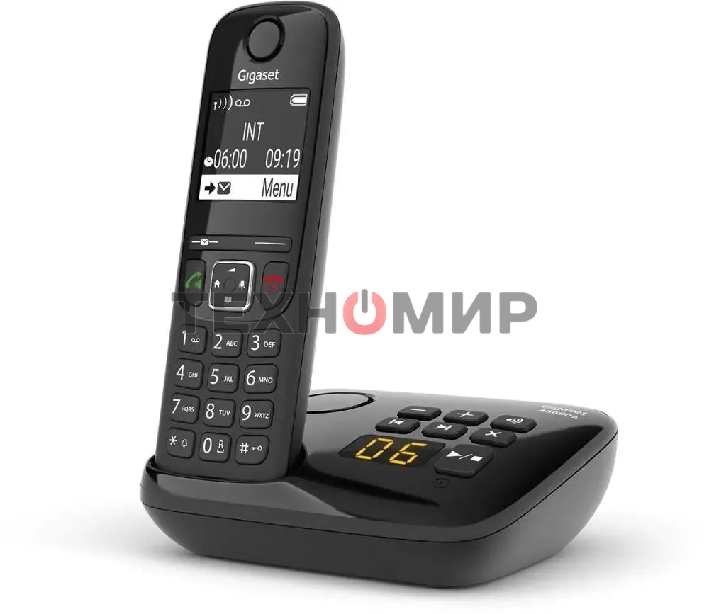 Радиотелефон Dect Gigaset AS690A черный автооветчик АОН