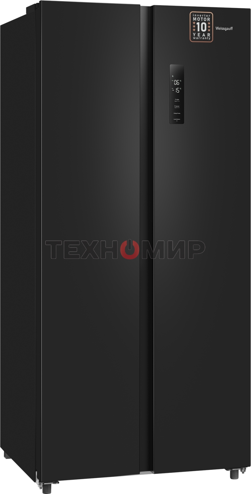 Холодильник Weissgauff WSBS 500 Inverter NoFrost Black двухкамерный 270/180л морозилка слева, No Frost, Side by Side