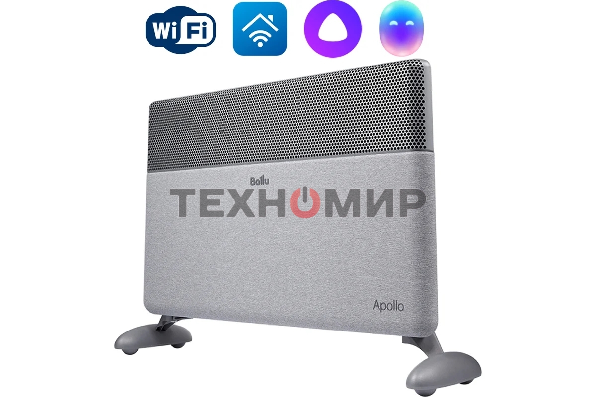 Конвектор электрический Ballu Apollo digital INVERTER Moon Gray BEC/ATI-2001 серый, 2000 Вт, 25 м2, термостат, дисплей, WiFi