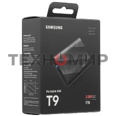 Внешний SSD Samsung T9, 1TB, USB 3.2 Gen 2x2 Type-C, R/W 2000/1950, черный