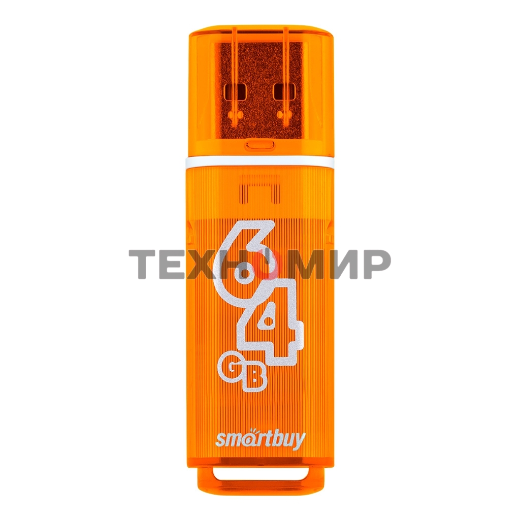 Флешка USB Smartbuy Glossy series Orange (SB64GbGS-Or), 64Gb, USB 2.0, R/W 25/15, оранжевый