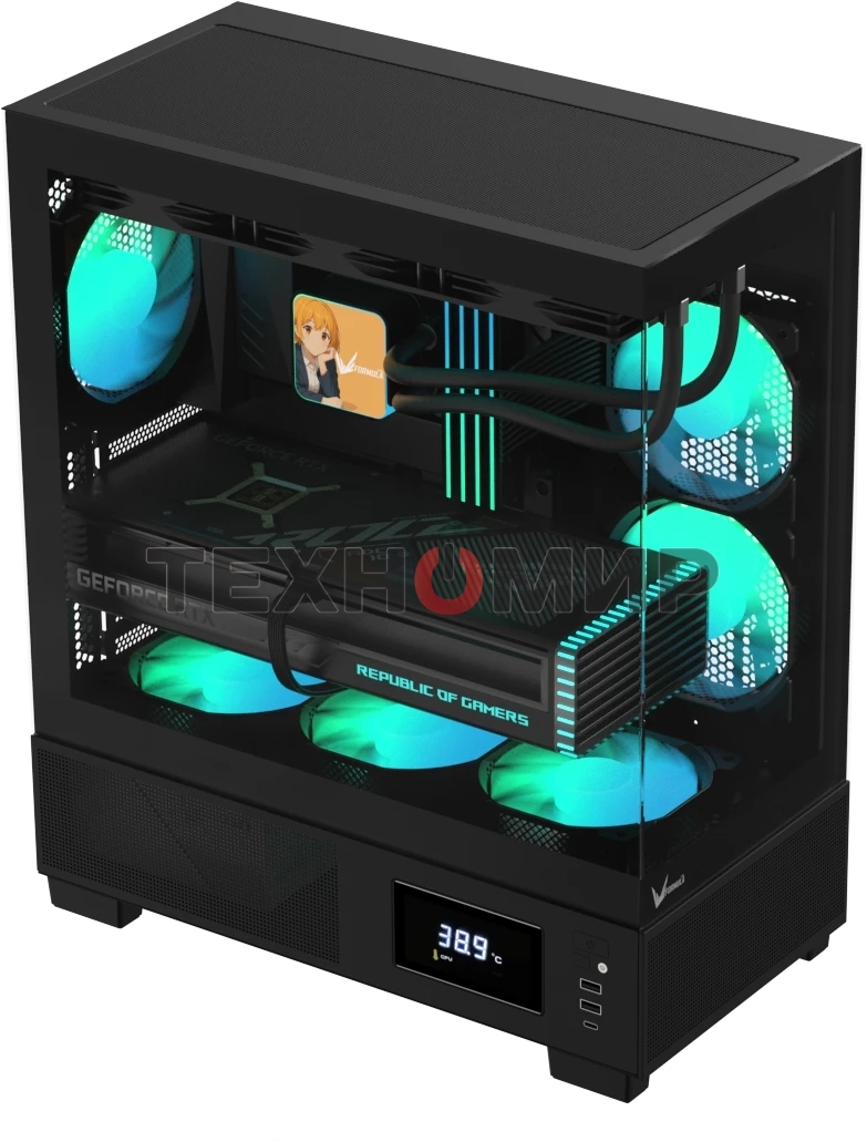 Компьютерный корпус AeroCool/Formula Crystal E1 черный без БП ATX 5x120мм 3x140мм 2xUSB 3.0 1xUSB3.1 audio bott PSU