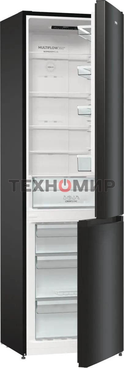 Холодильник Gorenje NRK6202EBXL4 черный матовый двухкамерный 235/96л морозилка снизу, No Frost