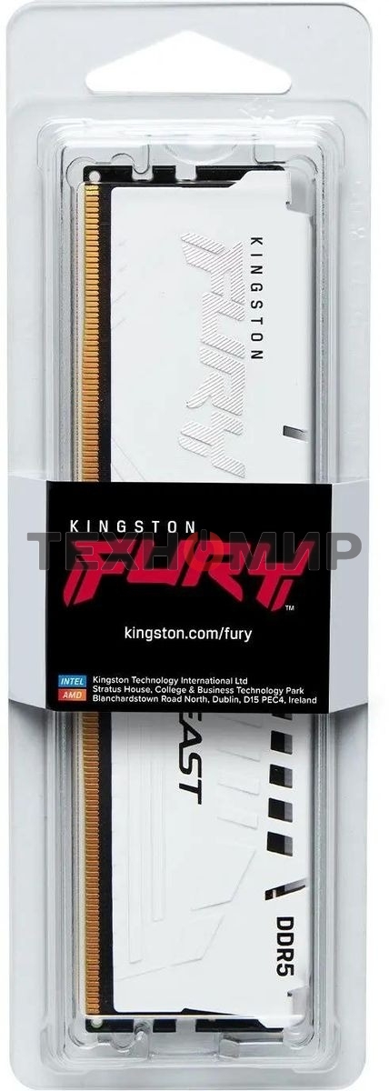 Оперативная память Kingston Fury Beast EXPO, DDR5, 32Gb (1x32 GB), 6000 MHz, CL30, радиатор, белый