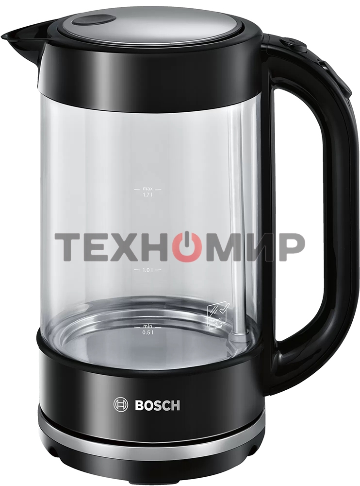 Чайник электрический Bosch TWK70B03 1.7 л, 2400 Вт, черный (корпус: стекло)
